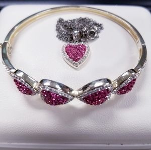 Crystal heart bracelet and necklace